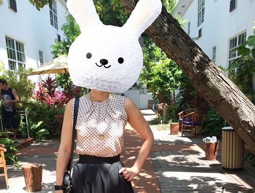 Coco Wearing a Midi Skirt and Polka Dots