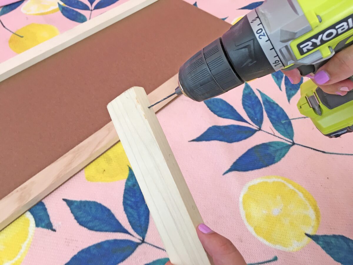How to build a dog ramp tutorial - drill pilot holes on the piece of wood
