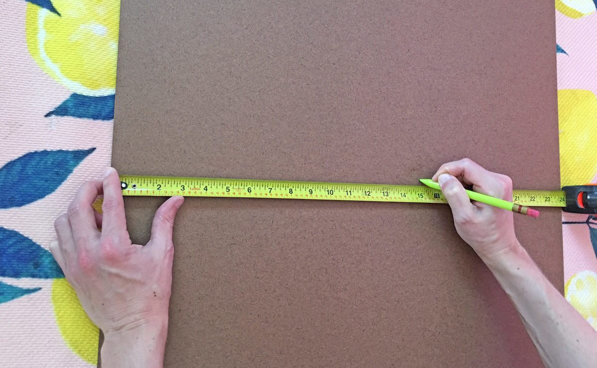 How to build a dog ramp tutorial - measure and cut hardboard to 15 in x 48 in.