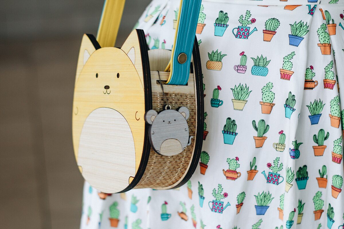 Wooden Cat Purse or Corgi Purse Kawaii Cute