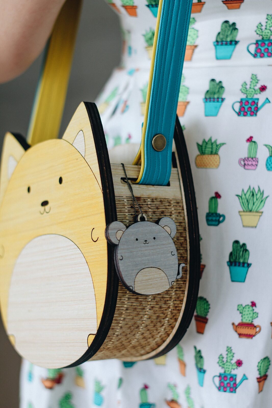 Wooden Cat Purse or Corgi Purse Kawaii Cute