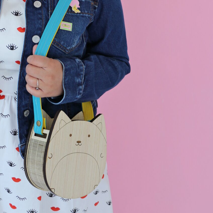 Wooden Cat Purse or Corgi Purse Kawaii Cute