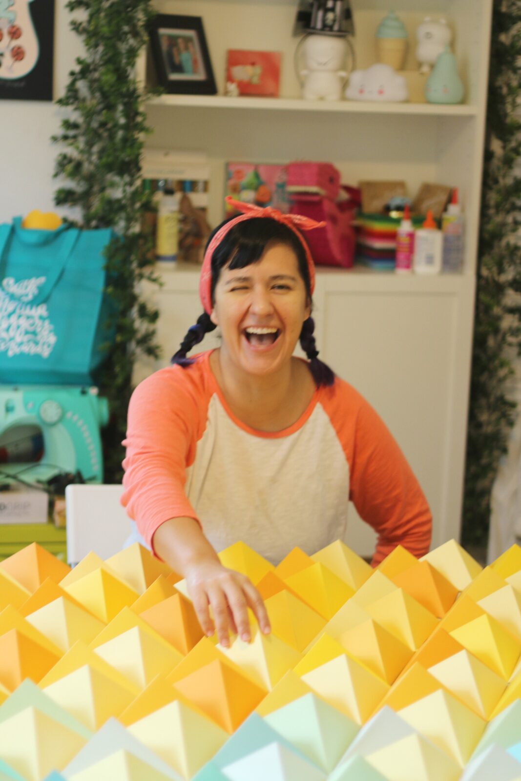 Origami Triangles Backdrop for stage and photos by Dapper Animals