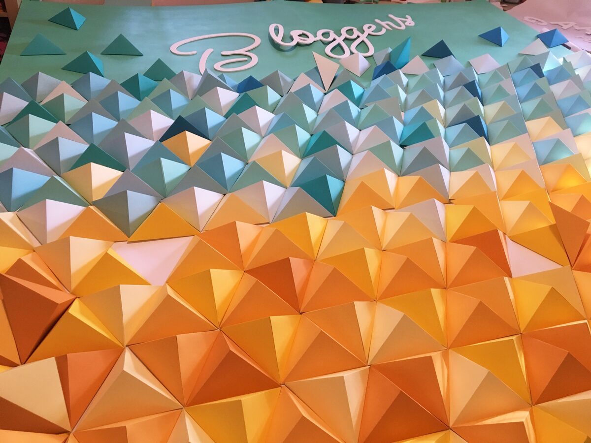 Origami Triangles Backdrop for stage and photos by Dapper Animals