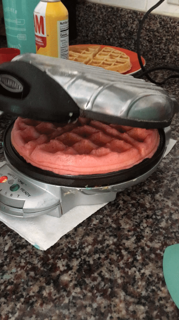Making Rainbow Belgian Waffles