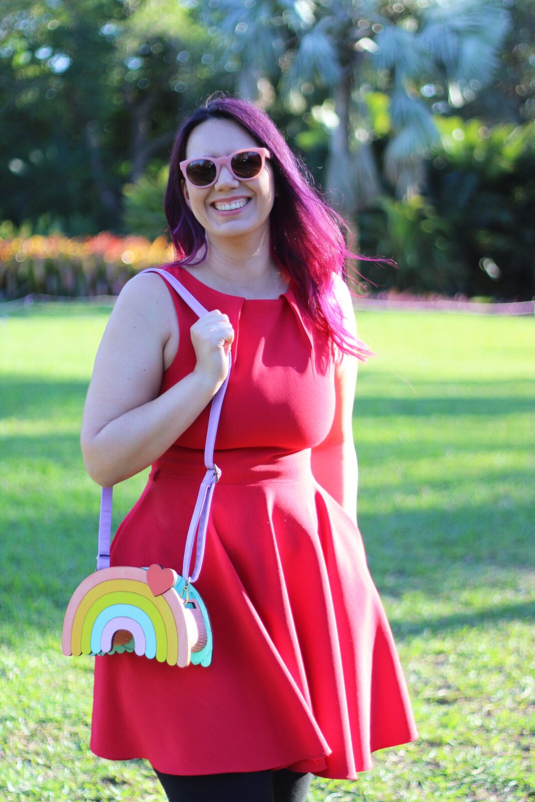 Cute rainbow bag made of wood and handpainted. Kawaii novelty purse.