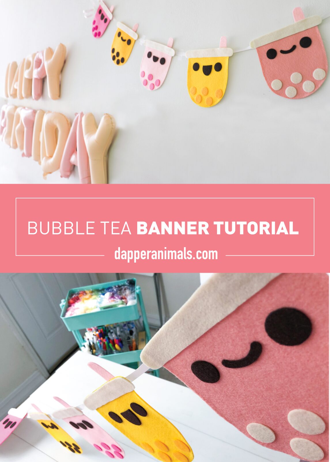 Bubble Tea Party Theme Banner