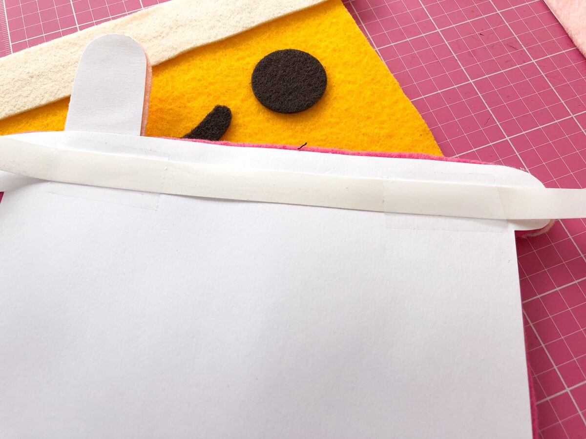 Felt Bubble Tea Banner Tutorial: Tape Ribbon to backing