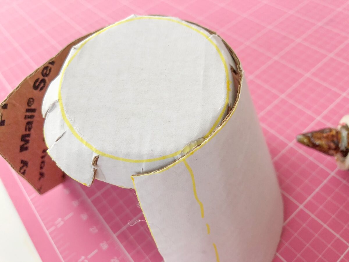 Felt Ice Cream Pin Cushion Tutorial glue bottom of cup