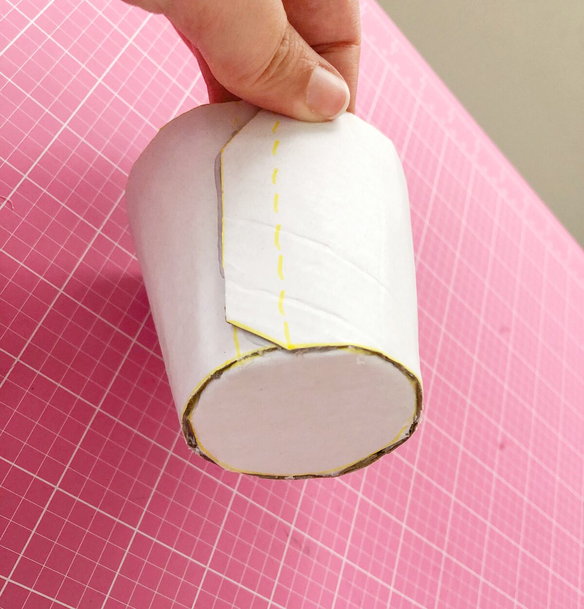 Felt Ice Cream Pin Cushion Tutorial hot glue to close cup