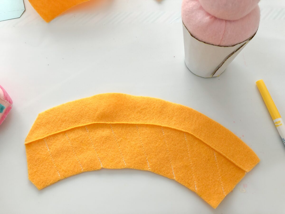 Felt Ice Cream Pin Cushion Tutorial sewn ice cream cone accent