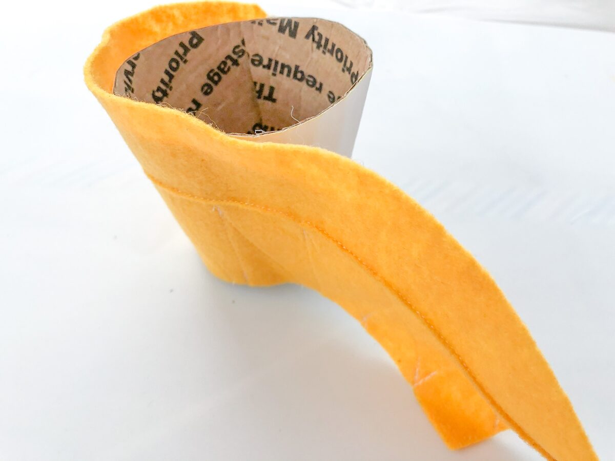 Felt Ice Cream Pin Cushion Tutorial attach ice cream cone felt to cardboard cup