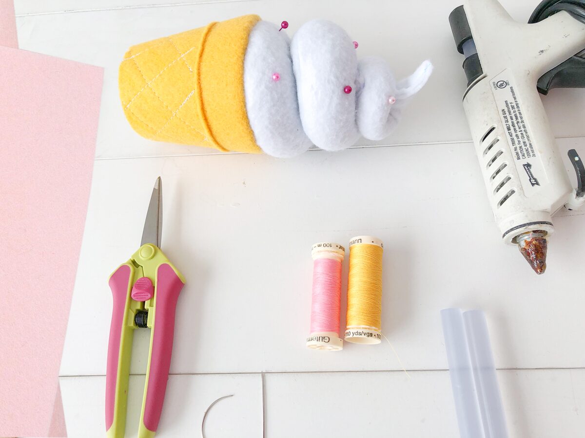 Felt Ice Cream Pin Cushion Tutorial Materials
